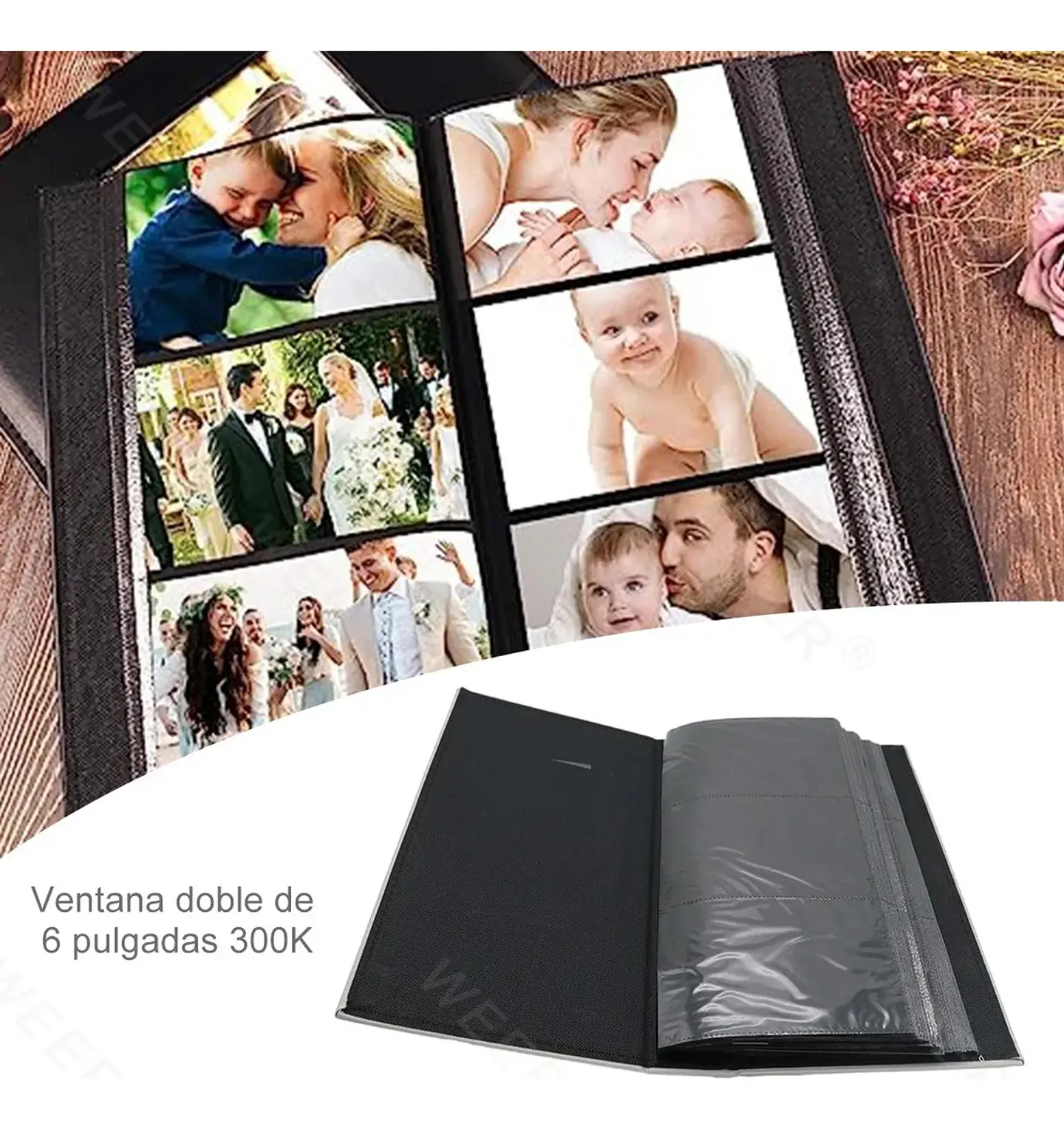 ALBUM FOTOGRAFICO CUERO CON VENTANA PARA 300 FOTOS 10X15 CM 6