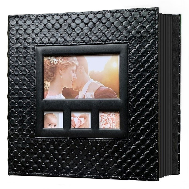 ALBUM FOTOGRAFICO CUERO CAPITONE CON VENTANA PARA 600 FOTOS 10X15 CM