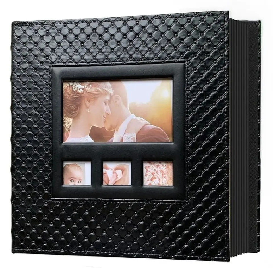 ALBUM FOTOGRAFICO CUERO CAPITONE CON VENTANA PARA 600 FOTOS 10X15 CM 1