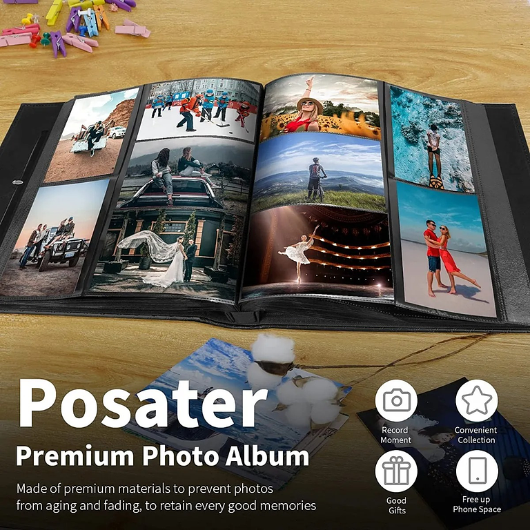 ALBUM FOTOGRAFICO CUERO CAPITONE CON VENTANA PARA 600 FOTOS 10X15 CM