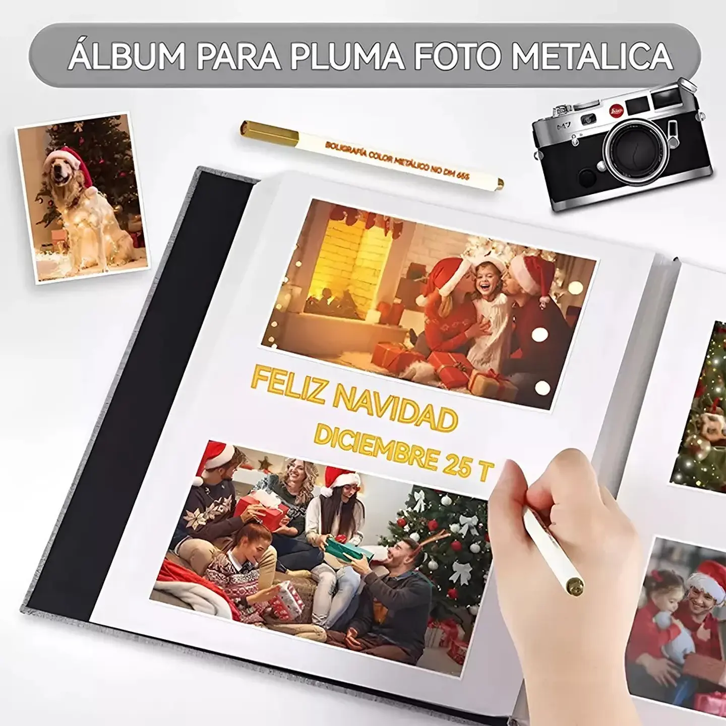 ALBUM FOTOGRAFICO AUTOADHESIVO CUBIERTA LINO GRIS CON VENTANA 4