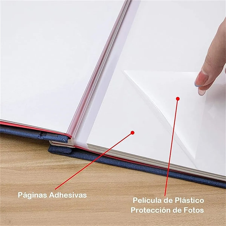 ALBUM FOTOGRAFICO AUTOADHESIVO CUBIERTA LINO GRIS CON VENTANA