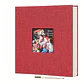ALBUM FOTOGRAFICO AUTOADHESIVO CUBIERTA LINO ROJO CON VENTANA - Miniatura 1