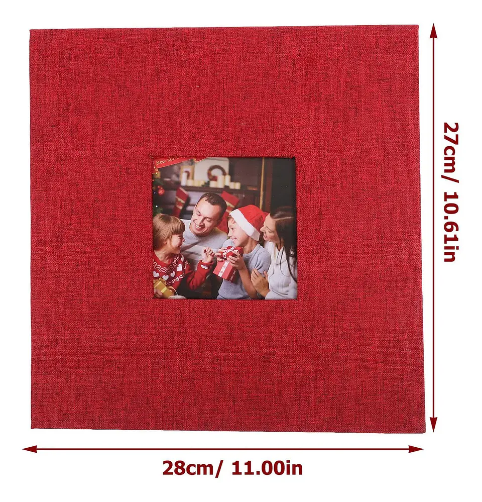 ALBUM FOTOGRAFICO AUTOADHESIVO CUBIERTA LINO ROJO CON VENTANA 7