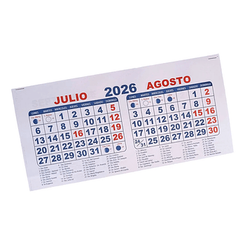TACO CALENDARIO BIMENSUAL AÑO 2026 100 UNDS / 21 CMS ANCHO