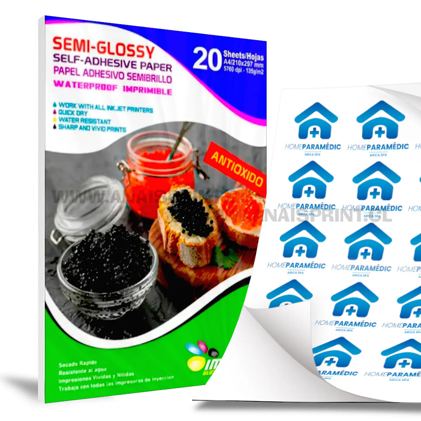 PAPEL ADHESIVO SEMI GLOSSY IMPRINK 135 GR / A4 / 20 HOJAS 1