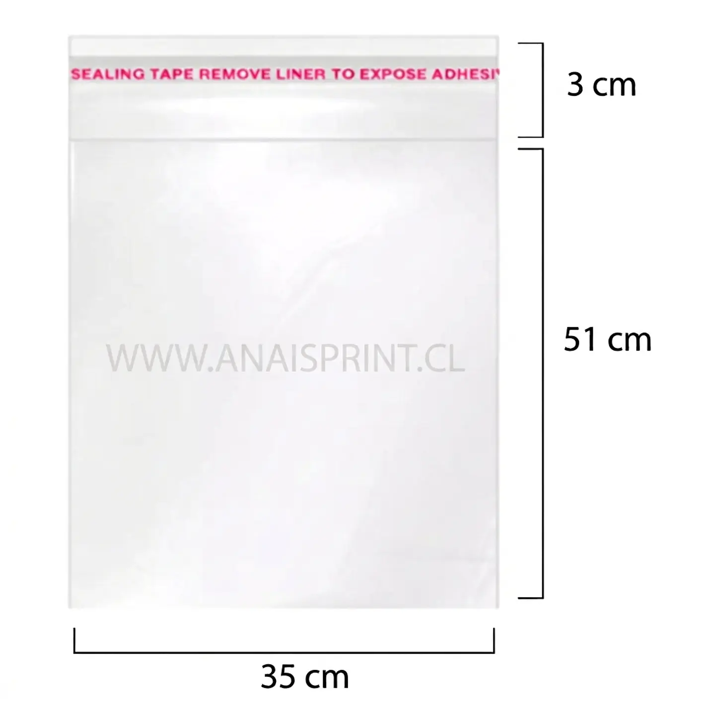 BOLSAS CELOFAN CON ADHESIVO TAMAÑO 35X54 cms / 100 UNIDADES 1