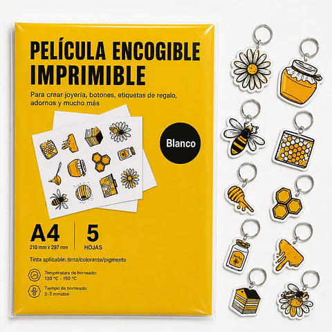 PAPEL TERMORETRACTIL O ENCOGIBLE IMPRIMIBLE A4/ 5 Hojas