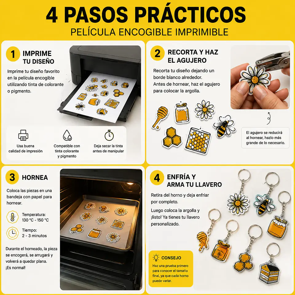 PAPEL TERMORETRACTIL O ENCOGIBLE IMPRIMIBLE A4/ 5 Hojas 2