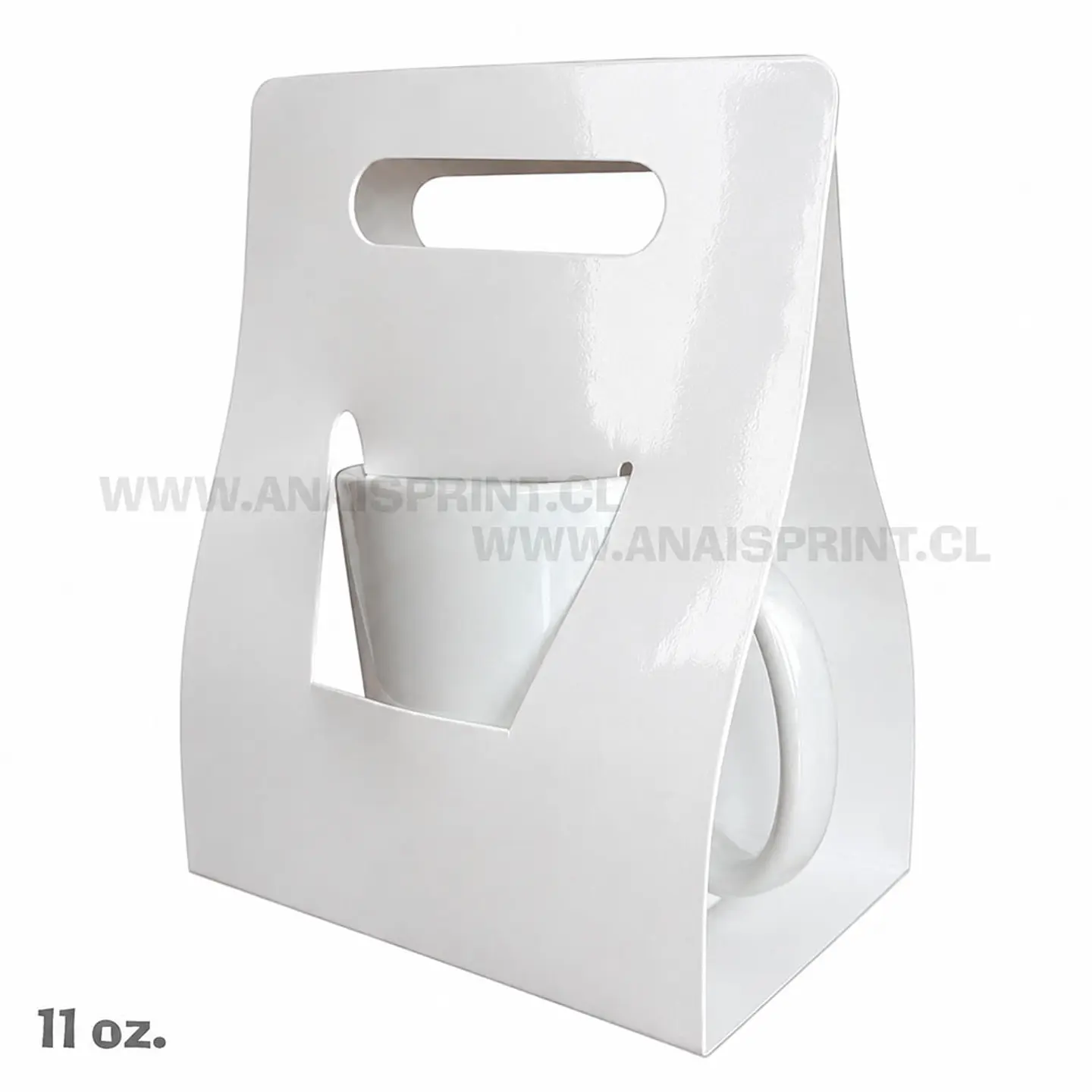 CAJA BLANCA BRILLANTE  PORTA TAZON SUBLIMABLE  11 OZ. 1