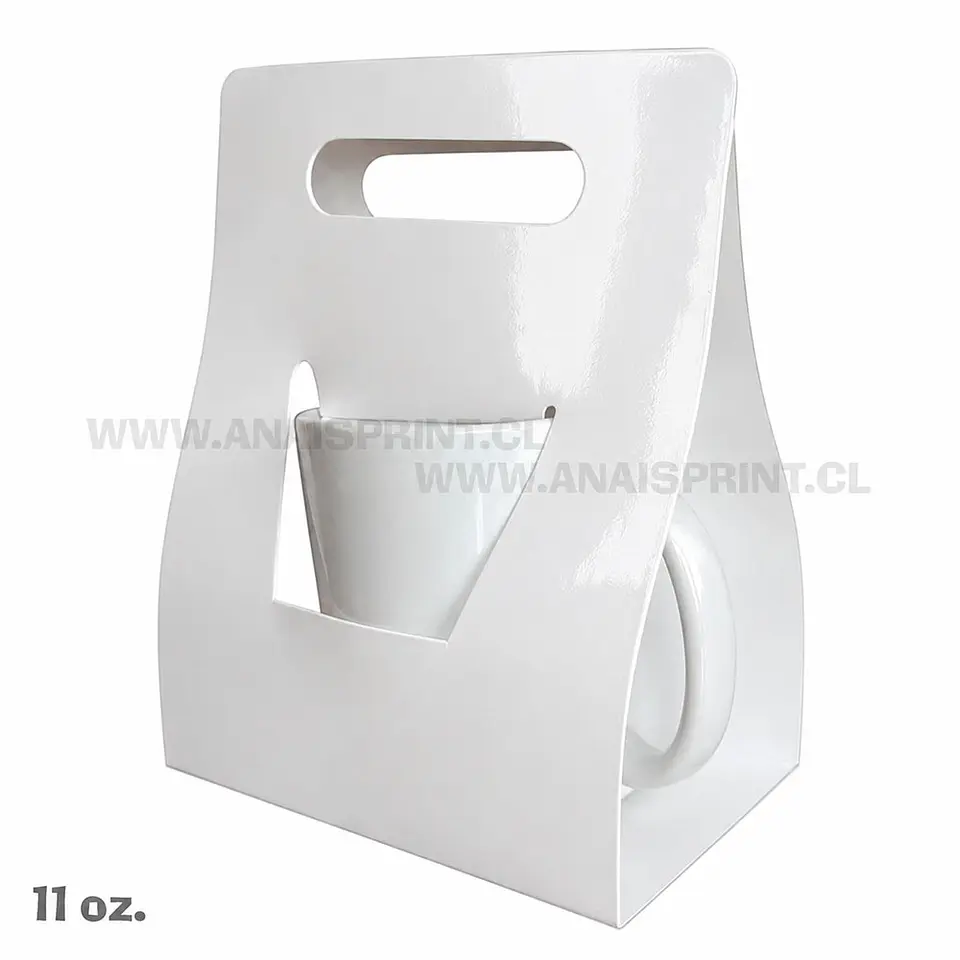 CAJA BLANCA BRILLANTE  PORTA TAZON SUBLIMABLE  11 OZ. 1
