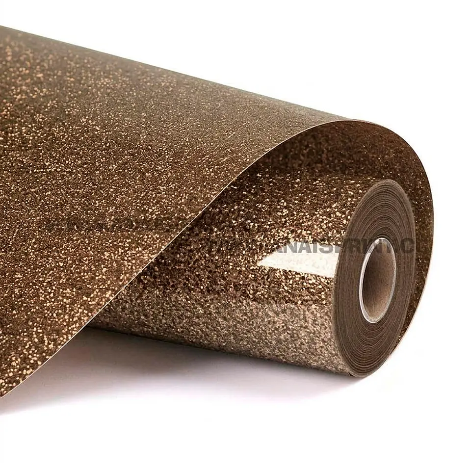 VINILO TEXTIL GLITTER TERMOTRANSFERIBLE DORADO OSCURO 50 CM X 1 MT 1
