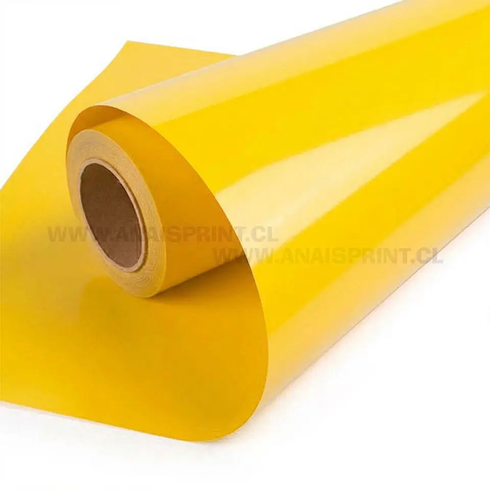 VINILO TEXTIL PU TERMOTRANSFERIBLE 50 CM X 1 MT AMARILLO 1