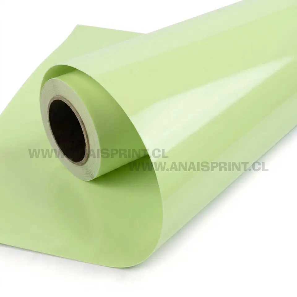 VINILO TEXTIL PU TERMOTRANSFERIBLE 50 CM X 1 MT VERDE CLARO PASTEL 1