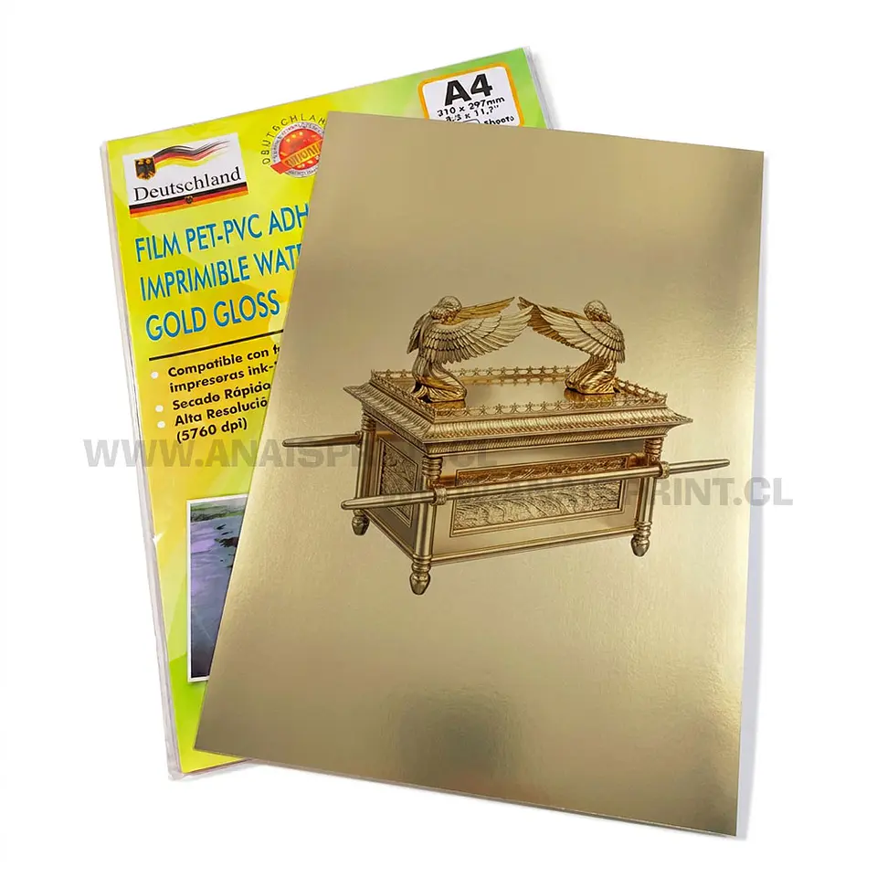 VINILO ADHESIVO DORADO BRILLANTE A4 / 20 HOJAS 1