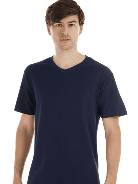 Polera m/corta algodón cuello V hombre 1