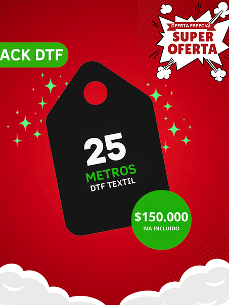 Pack DTF Textil 25 metros (31 cm ancho) 1