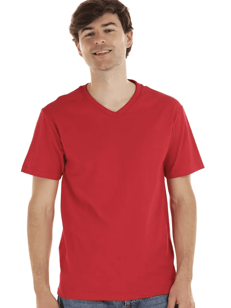 Polera m/corta algodón cuello V hombre (Sin estampado) 5