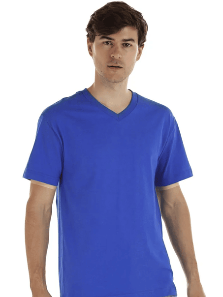 Polera m/corta algodón cuello V hombre (Sin estampado) 2