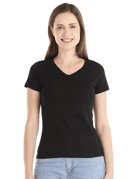 Polera m/corta cuello V mujer (Sin estampado) 5