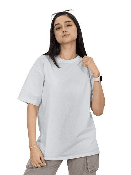 Polera Oversize m/corta algodón mujer (Sin estampado) 4