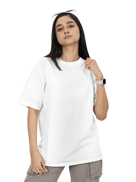 Polera Oversize m/corta algodón mujer (Sin estampado) 5