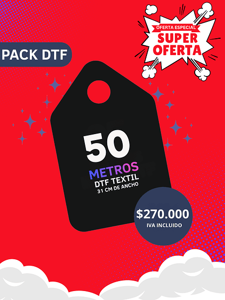 Pack DTF Textil 50 metros (31 cm ancho) 1