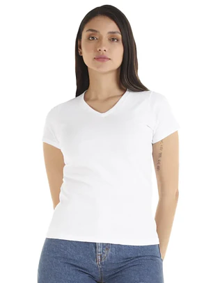 POLERA M/C ALGODÓN CUELLO V MUJER