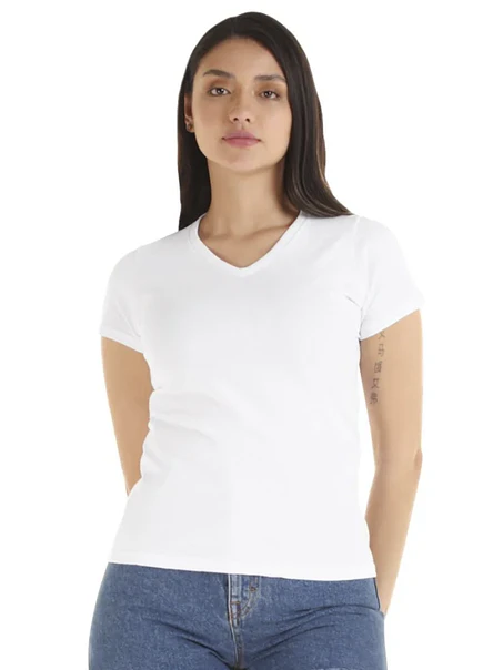 POLERA M/C ALGODÓN CUELLO V MUJER 1