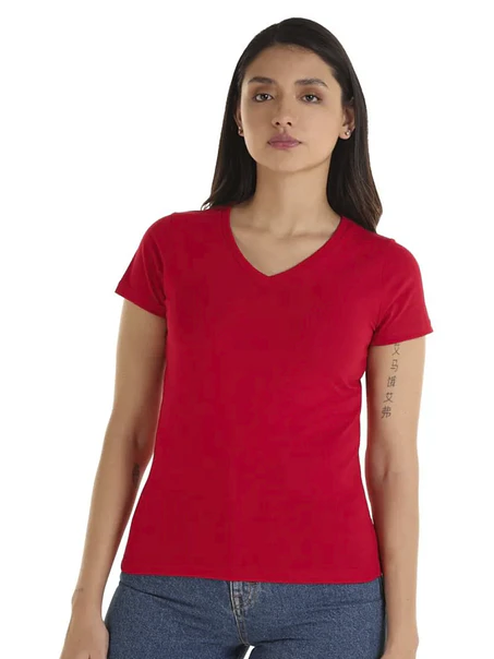 POLERA M/C ALGODÓN CUELLO V MUJER 2