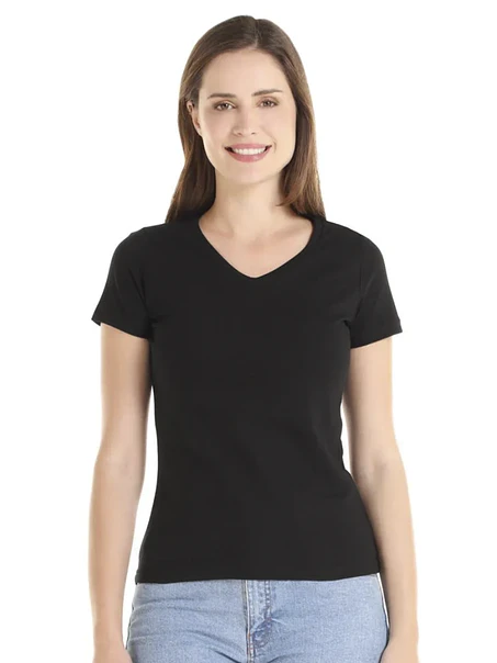 POLERA M/C ALGODÓN CUELLO V MUJER 3