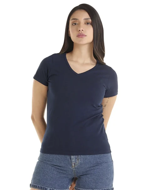 POLERA M/C ALGODÓN CUELLO V MUJER 4