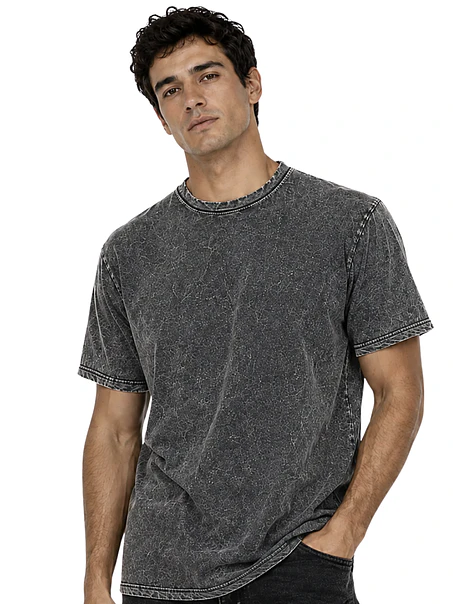 POLERA M/C ALGODÓN MINERAL WASH (UNISEX) 3