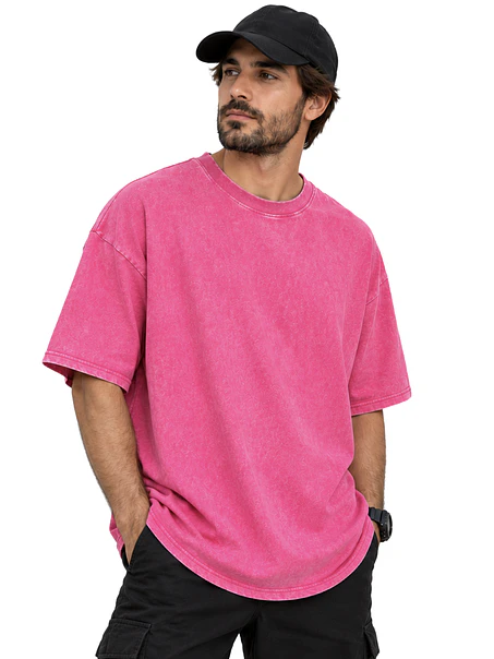 POLERA M/C ALGODÓN OVERSIZE (UNISEX) MINERAL WASH LONG FIT 1