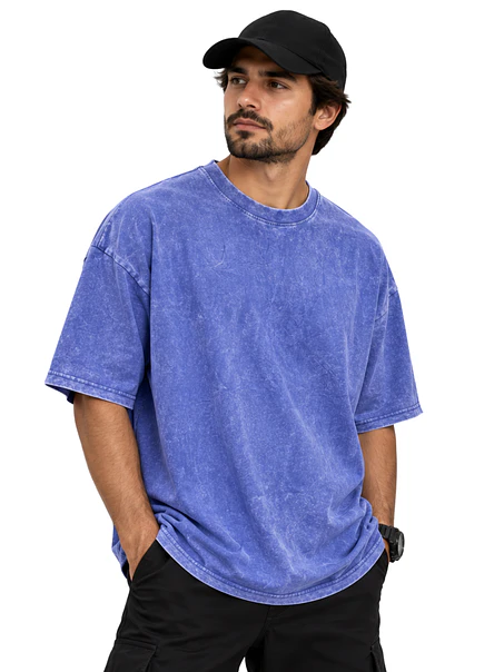 POLERA M/C ALGODÓN OVERSIZE (UNISEX) MINERAL WASH LONG FIT 3