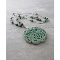 COLLAR AGATA DE LA INDIA · AVENTURINA · MEDALLON DE JADE