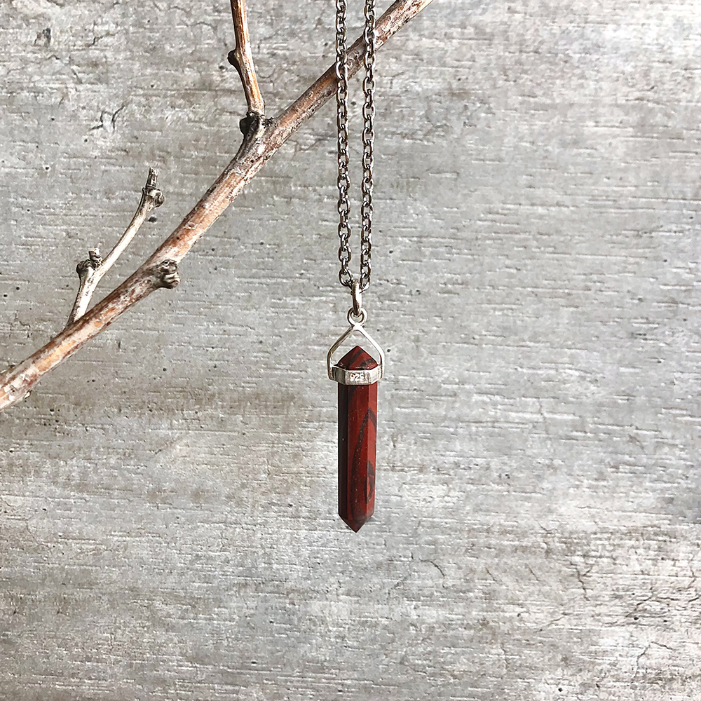 COLLAR PÉNDULO JASPE ROJO