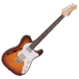 Vintage Guitarra Eléctrica Serie V72H color Flame Tobbaco Burst