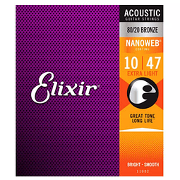 ELIXIR 11002 | Cuerdas para Guitarra Acústica NANOWEB 10-47