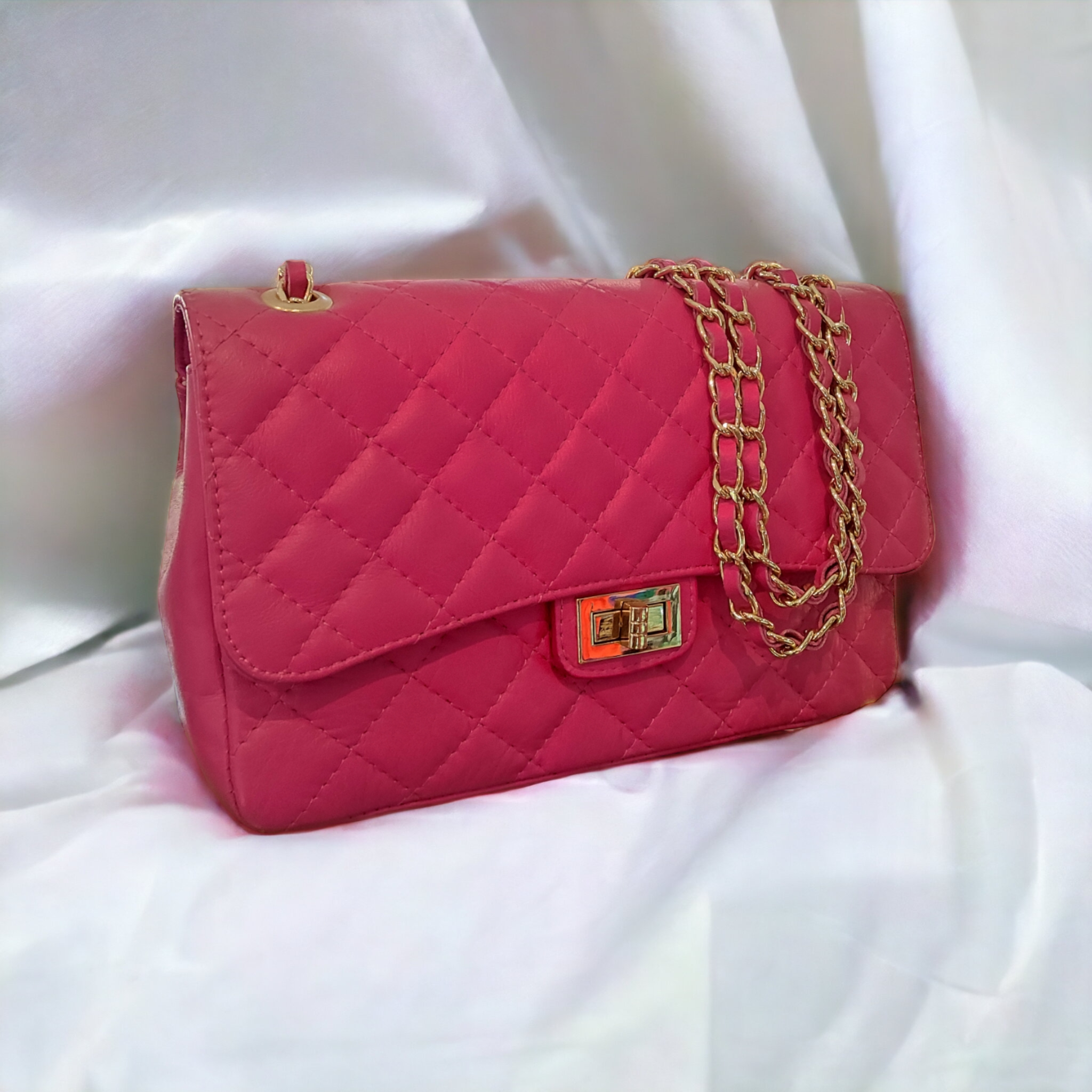 Cartera de cuero italiano rosado