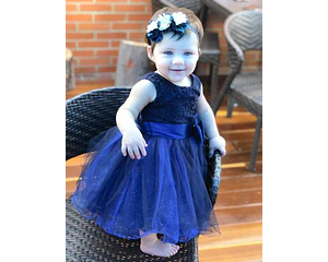 VESTIDO DAY EN TULL FANTASIA TIPO PRINCESA - AZUL