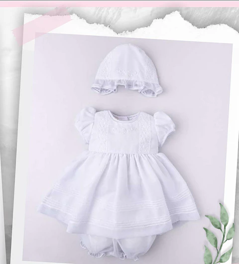 VESTIDO BAUTIZO BLANCO BORDADO