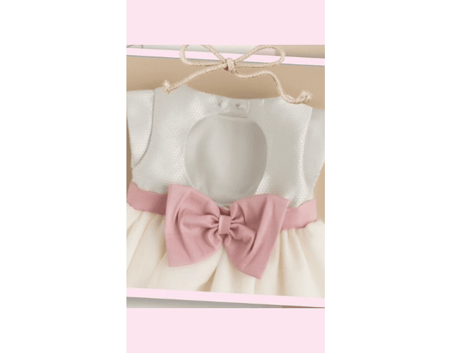 VESTIDO FORMAL PECHO GRIS LAZO ROSA 