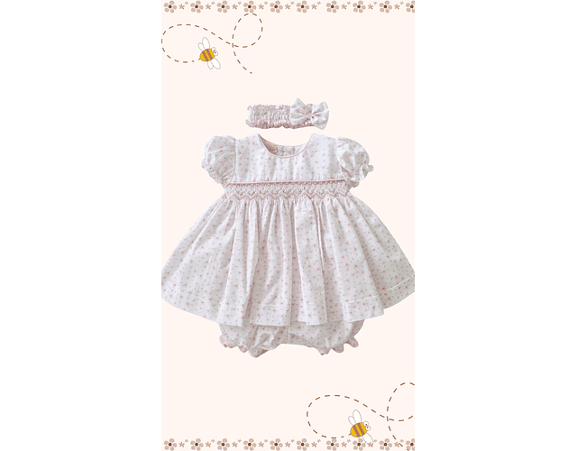 Vestido Rositas Nido de Abeja 