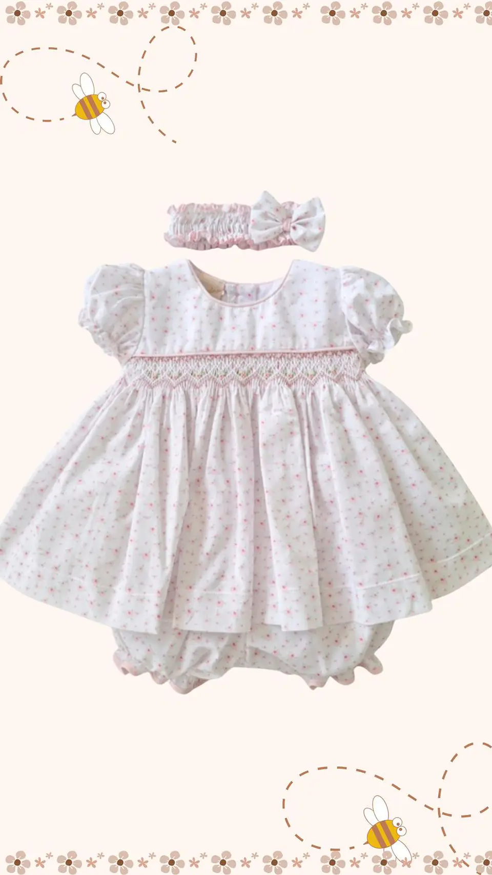 VESTIDO ROSITAS NIDO DE AVEJA 1
