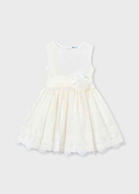 VESTIDO CEREMONIA LINO ENCAJES NIÑA 