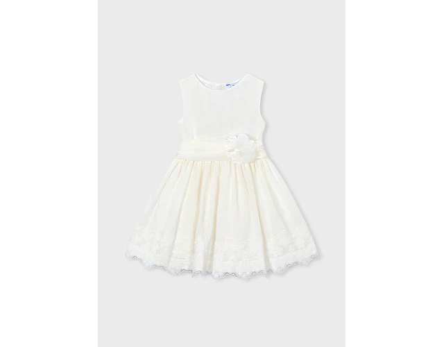 VESTIDO CEREMONIA LINO ENCAJES NIÑA 