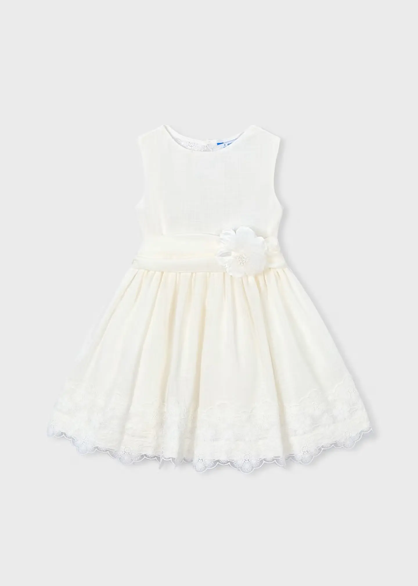 VESTIDO CEREMONIA LINO ENCAJES NIÑA  1