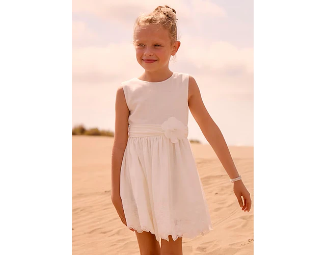 VESTIDO CEREMONIA LINO ENCAJES NIÑA 