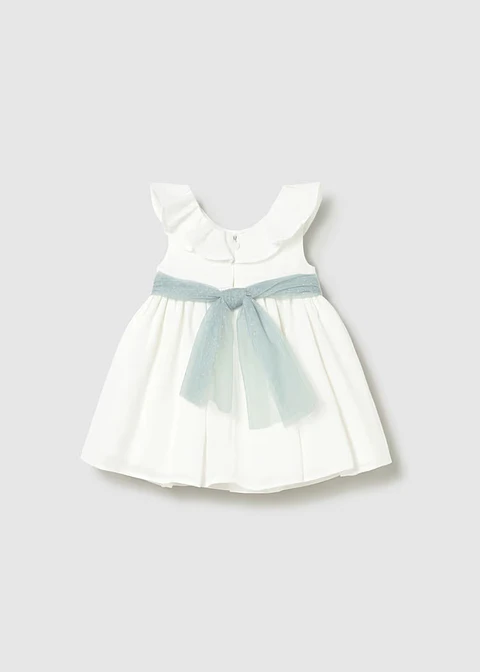 VESTIDO TULL CON FAJIN VERDE BEBE 
